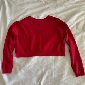Red Cropped Long Sleeve Top